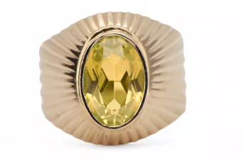 Пръстен Жълт перидот Оригинално ретро 14k розово злато Винтидж крафт vrc127r